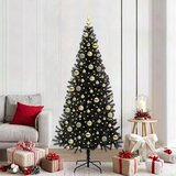 vidaXL Božično drevo med 300 LED z stojalom Črna 210 cm PVC | Shoptok.si