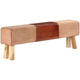 vidaXL Telovadna klop 160 cm rjavo pravo usnje in trden mangov les | Shoptok.si