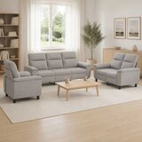  Set sofe 3 pcs Oblačnosiva Tkanina - Siva tkanina oblak 1-sjedalna + 2-sjedalna (140 cm) + 3-sjedalna | shoptok.hr