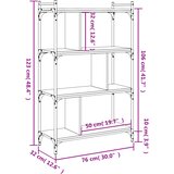  Regal za knjige s 4 razine boja hrasta 76 x 32 x 123 cm drveni | shoptok.hr