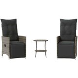  3-dijelni bistro set od poliratana s jastucima sivi | shoptok.hr