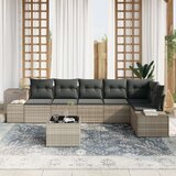  7 Dijelni Vrtni Kauč Set s Jastučićima Sivi Poli Ratan | shoptok.hr