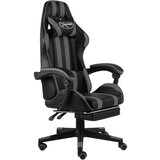 vidaXL racing stol z oporo za noge črno in sivo umetno usnje | Shoptok.si