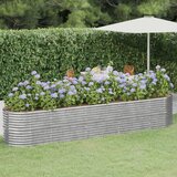 vidaXL Visoka greda iz prašno premazanega jekla 368x80x68 cm srebrna Cene