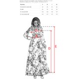 Numoco 245-1 Long dress with frill and cleavage - colorful roses and blue birds | Shoptok.si