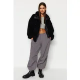 Trendyol Black Oversized Plush Coat