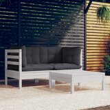 Maison Chic Seti vrtnega pohištva - Vrtna garnitura - Vrtni pohištvo set 3-delna z antracit blazinami borovina, (21810148) | Shoptok.si