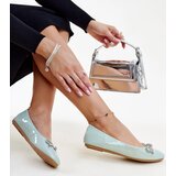 Gemre Green patent ballet flats with decorative bow Totani | Shoptok.si
