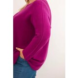 Kesi Włoski Plus size women's sweater with a boat neck dark purple | Shoptok.si