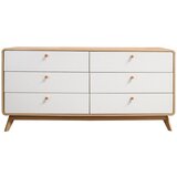 Støraa Bijela/u prirodnoj boji niska komoda u dekoru hrasta 150x74 cm Caitlin – | shoptok.hr