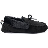 Shelvt Soft, black loafer slippers with a bow u
