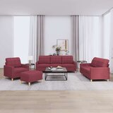 vidaXL 4-dijelni set sofa s jastucima crvena boja vina od tkanine | shoptok.hr