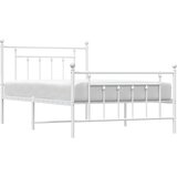  Metalni okvir kreveta uzglavlje i podnožje bijeli 100x200 cm | shoptok.hr