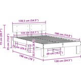  Krevetna konstrukcija s uzglavljem Voštano smeđa 135 x 190 cm | shoptok.hr
