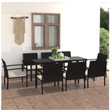  9-dijelni vrtni blagovaonski set od poliratana crni | shoptok.hr