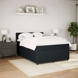 vidaXL Box spring postelja z vzmetnico črna 160x200 cm žamet, (21305668) | Shoptok.si
