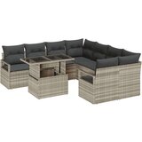  9-delni vrtni kavčni set s blazinami svetlo sivi poli ratan | Shoptok.si