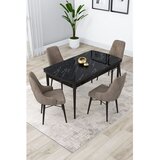 Hanah home trpezarijski set Lia, sto na razvlačenje i 4 stolice, ploča u dekoru crnog mermera, kapućino tkanina Babyface | Eponuda.com