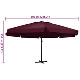  Vrtni suncobran s aluminijskim stupom 600 cm bordo | shoptok.hr