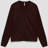 Marisse Brown Metallic Thread V-Neck Sweater | Shoptok.si
