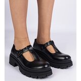 Gemre Black platform derby shoes made of eco-leather Nella | Shoptok.si