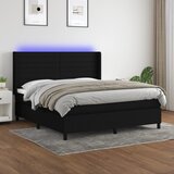 vidaXL Krevet box spring s madracem LED crni 160x200 cm od tkanine Cijene