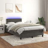  Krevet box spring s madracem LED tamnosivi 120 x 200 cm baršun Cijene