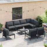 vidaXL Vrtna sedežna garnitura 9 pcs Antracitna Jeklo | Shoptok.si