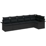 vidaXL set vrtnih kauča od 6 dijelova s jastučićima, crni poli ratan | shoptok.hr