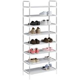  Stalak za cipele s 8 polica od metala i netkane tkanine srebrni | shoptok.hr