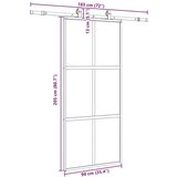  Klizna vrata s priborom crna 90 x 205 cm kaljeno staklo | shoptok.hr
