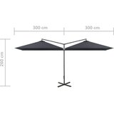  Dvostruki suncobran s čeličnom šipkom 600 x 300 cm antracit | shoptok.hr