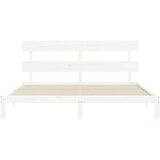  Za krevet s uzglavljem bijeli 200x200 cm od masivnog drva | shoptok.hr