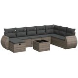 Maison Chic Seti vrtnega pohištva - Vrtna garnitura - Vrtni pohištvo set 9-delna z blazinami siv poli ratan, (21796484) | Shoptok.si