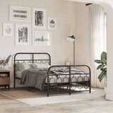 vidaXL Kovinski posteljni okvir z vzglavjem in vznožjem črn 120x190 cm | Shoptok.si