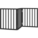 vidaXL Vrata za pse s 3 panela sklopiva crna 150 cm od drva topole | shoptok.hr