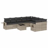 Maison Chic Seti vrtnega pohištva - Vrtna garnitura - Vrtni pohištvo set 10-delna z blazinami sv. siv poli ratan, (21817333) | Shoptok.si