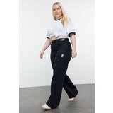 Trendyol curve black high waist wide leg denim trousers Cene