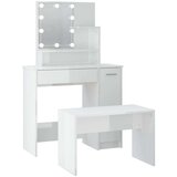  Set toaletnog stolića LED sjajni bijeli od konstruiranog drva | shoptok.hr