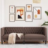 vidaXL Chesterfield sofa za 3 osobe smeđa umjetna koža - Tamno smeđa Trosjedi | shoptok.hr
