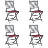 Maison Chic Zložljivi Vrtni Stoli - Stol za vrti 4 kosi z blazinami trden akacijev les JS2922, (21876536) | Shoptok.si