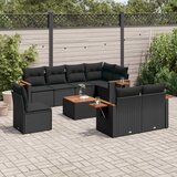  9-dijelni set vrtnih sofa s jastucima crni od poliratana | shoptok.hr