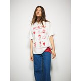 Reserved Ležerni t-shirt s printom - krem | shoptok.hr