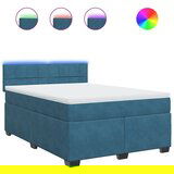 vidaXL Box spring postelja z vzmetnico modra 160x200 cm žamet, (21369304) | Shoptok.si