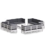  The Living Store Vrtna sedežna garnitura 13-delna z antracit blazinami borovina - Vrtna Sedežnaa Garnitura, (21449355) | Shoptok.si