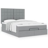 vidaXL Otomanski posteljni okvir z vzmetnico siv 140x190 cm blago | Shoptok.si