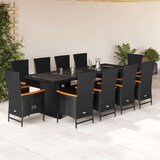 vidaXL 11-dijelni vrtni blagovaonski set s jastucima poliratan crni | shoptok.hr