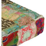  Tabure s patchworkom četvrtasti pamučni 50 x 50 x 12 cm zeleni | shoptok.hr