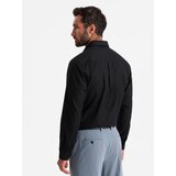 Ombre Men's cotton shirt with pocket REGULAR FIT - black | Shoptok.si