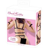 Bad Kitty - komplet pasov za telo z bodicami in ročnimi okovi (črna) - L/XL | Shoptok.si